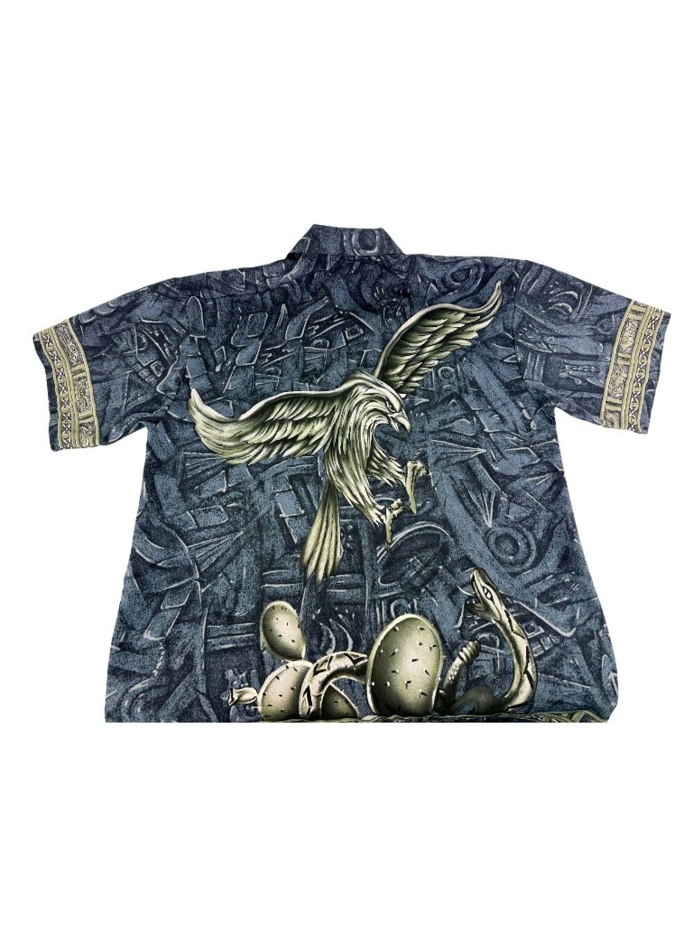 Vintage 90s ZEN AOP Tribal Southwest Eagle Snake Cactus Shirt Oversized Size M